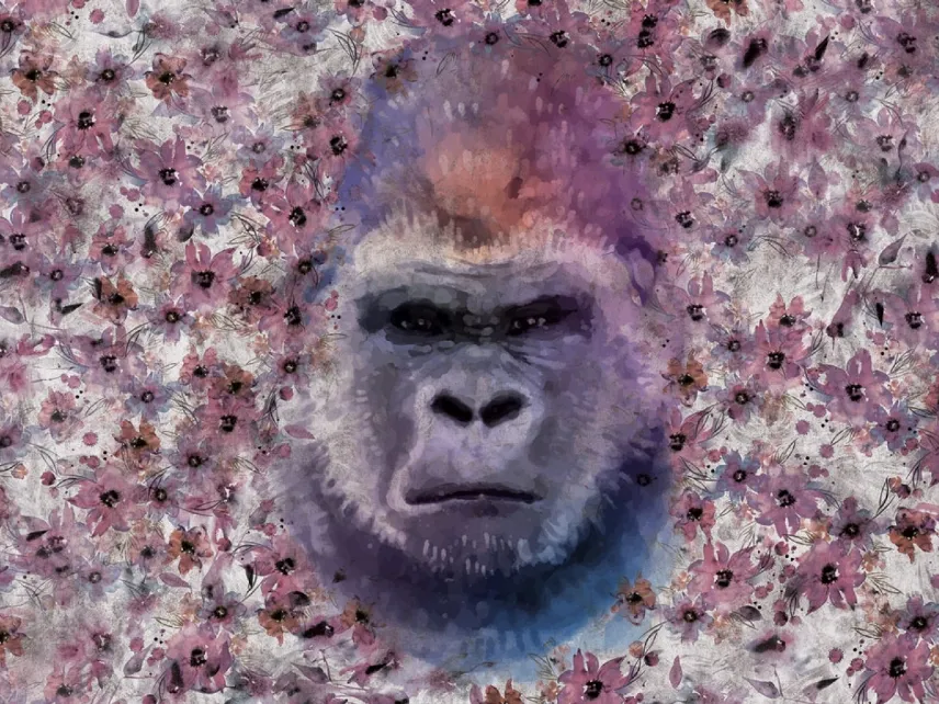 Carta da parati Monkey Kong dai toni viola di Instabilelab