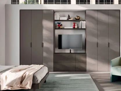 Armadio ad ante battenti in melaminico Platino e dekor Bronzo Liscia 22 Crea 1200 di Orme