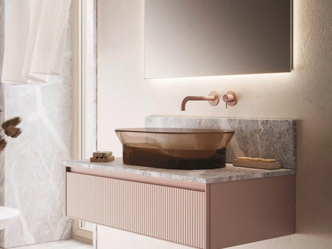 Mobile da Bagno sospeso Absolute 41 in vetro ondulato opaco di Arbi