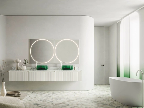 Mobile da Bagno sospeso Absolute 43 in vetro laccato di Arbi