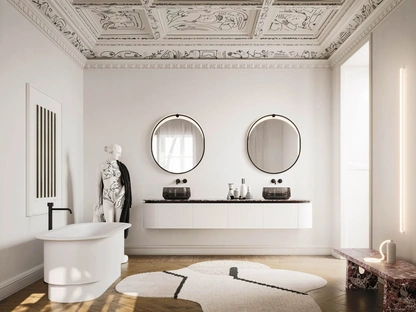 Mobile da Bagno sospeso Almond 04 in laccato Bianco e Marmo di Arbi