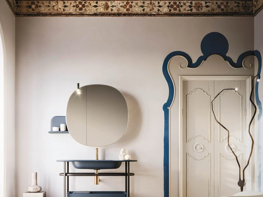 Mobile da Bagno a terra Almond 06 in laccato Blu Lapponia opaco di Arbi