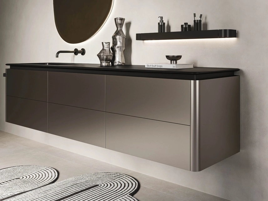 Mobile da Bagno sospeso Almond 09 in laccato Ghisa Metal di Arbi