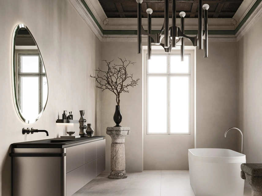 Mobile da Bagno sospeso Almond 09 in laccato Ghisa Metal di Arbi