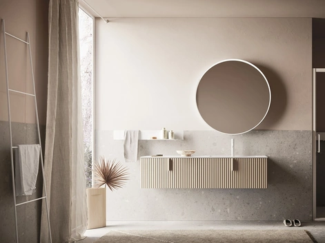 Mobile da Bagno sospeso Code Wave 09 in legno di Arbi