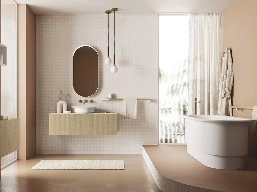 Mobile da Bagno sospeso Luxor 01 in legno di Arbi