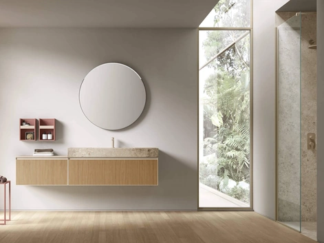 Mobile da Bagno sospeso Shape 21 in rovere di Arcom