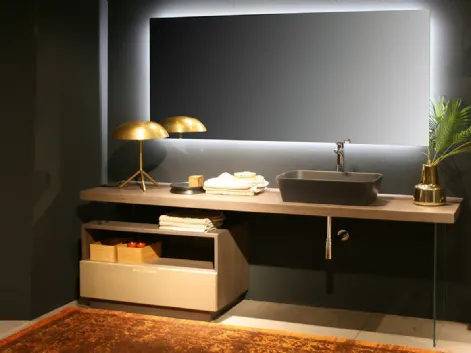 Mobile da Bagno sospeso Composizione B08 in Rovere massello di Devina Nais