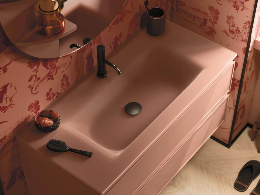 Mobile da Bagno sospeso Decor Pink palette in laccato di Arbi