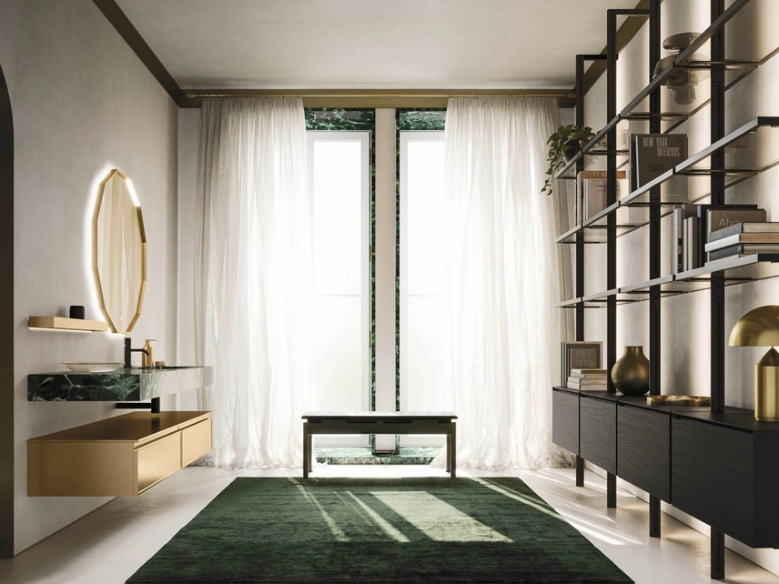 Mobile da Bagno sospeso Decor Precious gold in laccato di Arbi