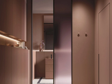 Mobile da Bagno a terra salvaspazio Over 05 in laccato con monolite in gres di Arbi