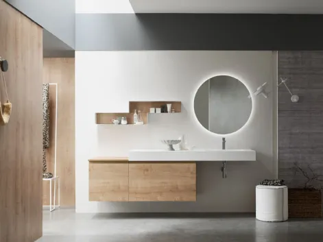 Mobile da Bagno sospeso in Rovere naturale Soul 69e di Arcom