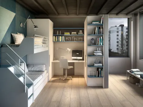Camera con soppalco e scrivania Room 170 di Zg Mobili