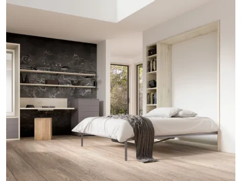Camera salvaspazio con scrivania e letto aperto Room 150 di Zg Mobili