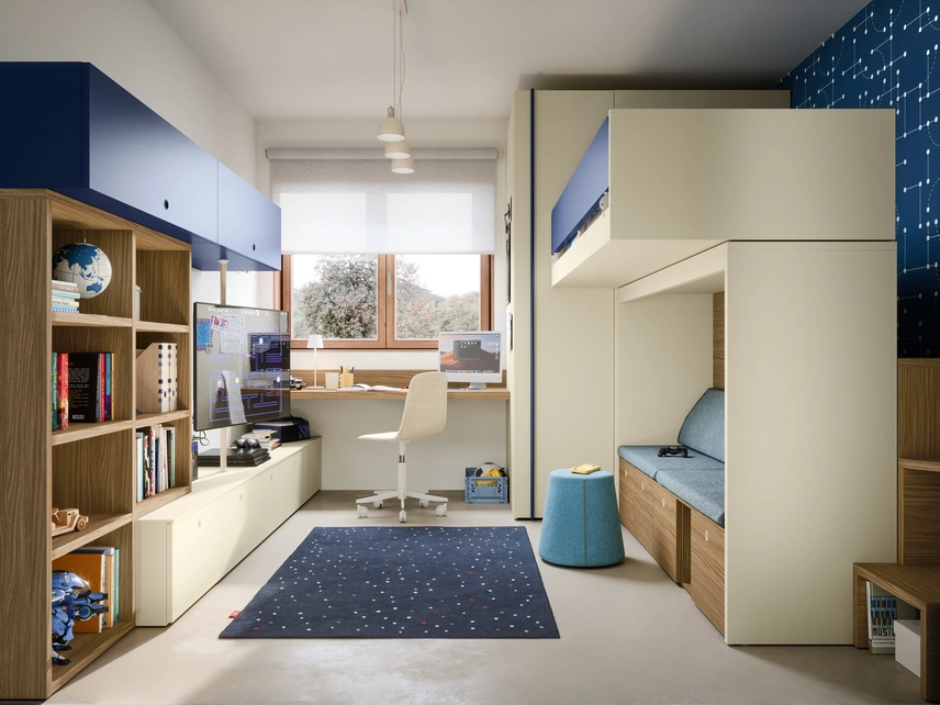 Cameretta con letti a castello Skid di Nidi