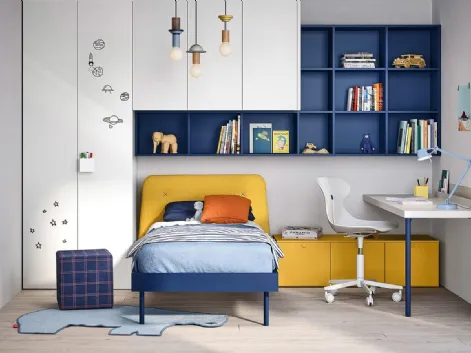 Cameretta a ponte con scrivania Kids space 24 in melaminico di Nidi