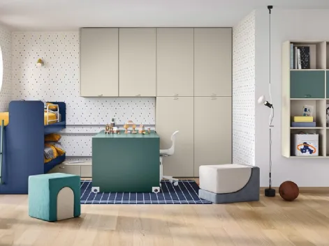 Cameretta con letti scorrevoli Kids space 31 in melaminico di Nidi