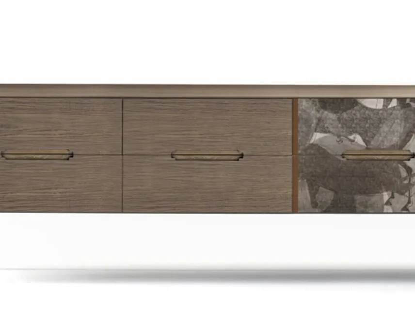 Comò Icon's 102 Iliade V05 in legno con stampa decorativa di Devina Nais