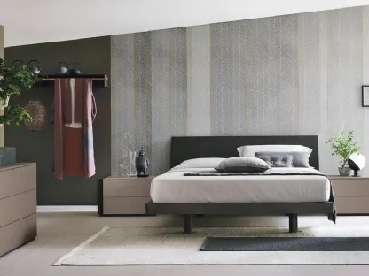 Letto con testiera Clio in legno rovere moka di Tomasella