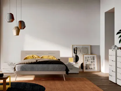 Letto con testiera in melaminico Tortora Curve di Orme