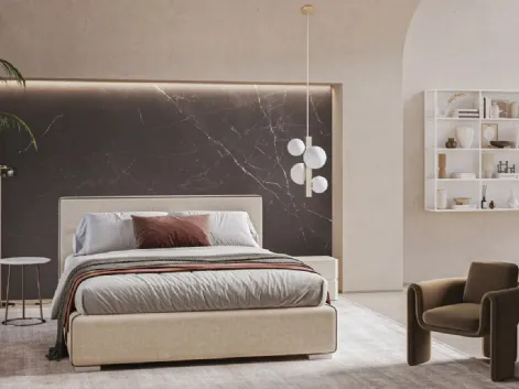 Letto in tessuto imbottito con contenitore salvaspazio Gaia di Ergogreen