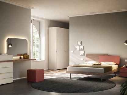 Letto matrimoniale Loli Night 19 in materico Noce e Mattone di Orme