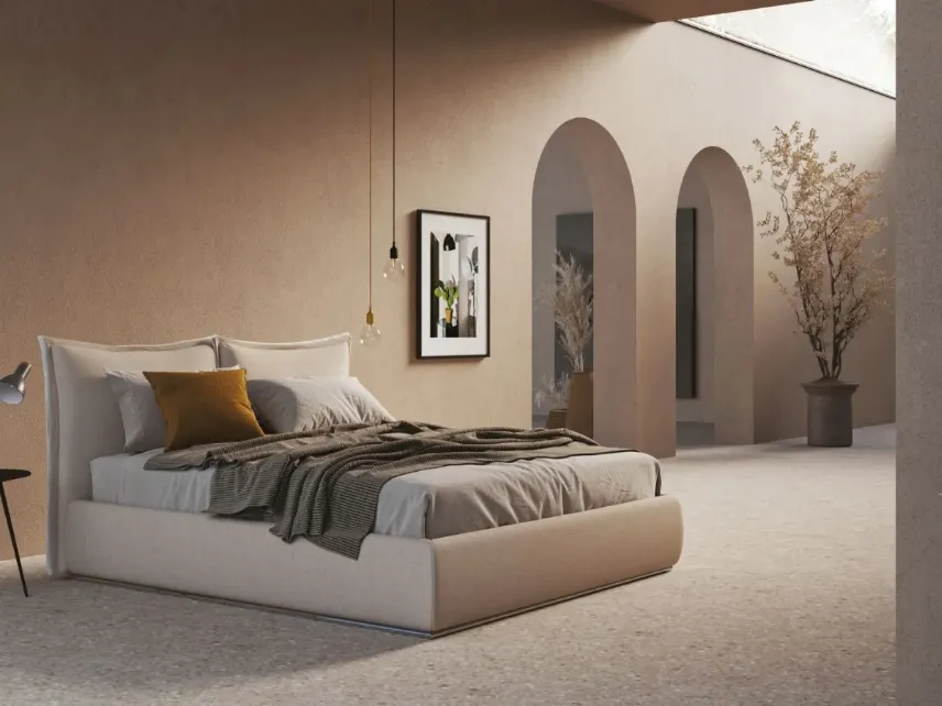 Letto moderno in tessuto con testiera Patricia di Ergogreen