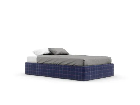Letto singolo Sommier Skim rivestito con tessuto a quadri di Nidi