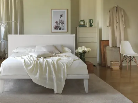 Letto con testiera imbottita in tessuto e rete in legno Smart Ergogreen