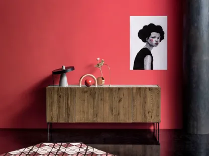 Madia Nantes in legno di Rovere massello con top in vetro di Devina Nais