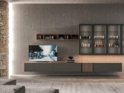 Parete Attrezzata sospesa Living T01 di Gentili Cucine