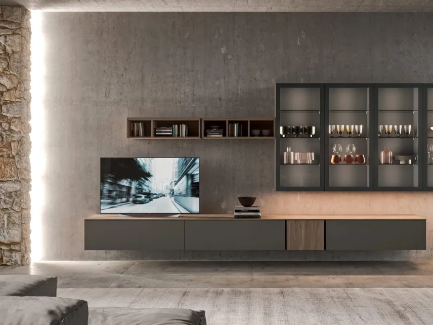 Parete Attrezzata sospesa Living T01 di Gentili Cucine