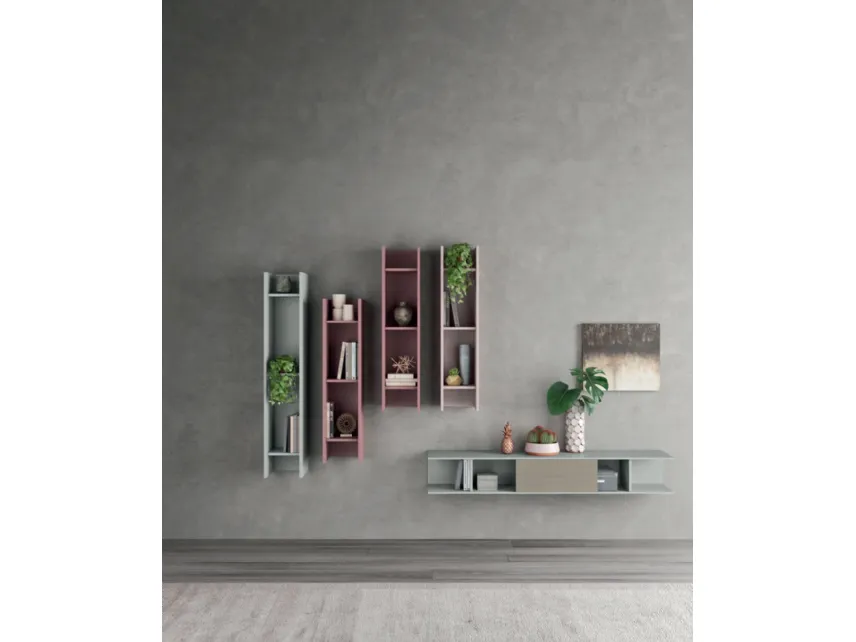 Pensili sospesi in laccato opaco multicolore rosa/azzurro di Orme