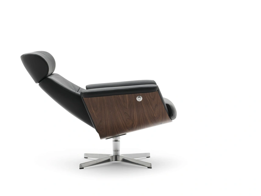 Poltrona relax in pelle e legno Hollywood di Alberta Salotti