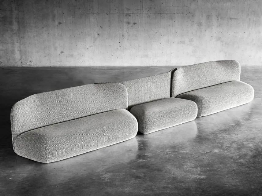 Divano lineare di design Botera Sofa in tessuto di Miniforms