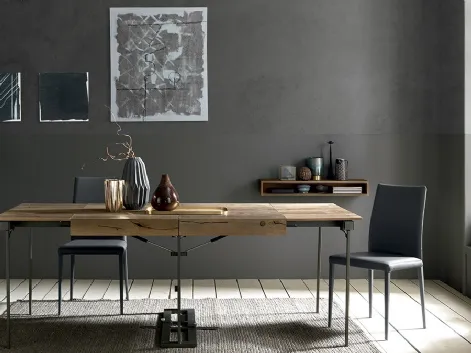 Tavolo Consolle allungabile in Rovere massiccio con struttura in metallo Davinci di Altacom