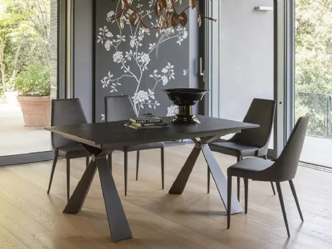 Tavolo allungabile Delta con top in nobilitato Rovere nero e struttura in metallo di Altacom