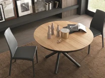 Tavolo rotondo in legno e metallo moderno allungabile Fahrenheit Round di Target Point