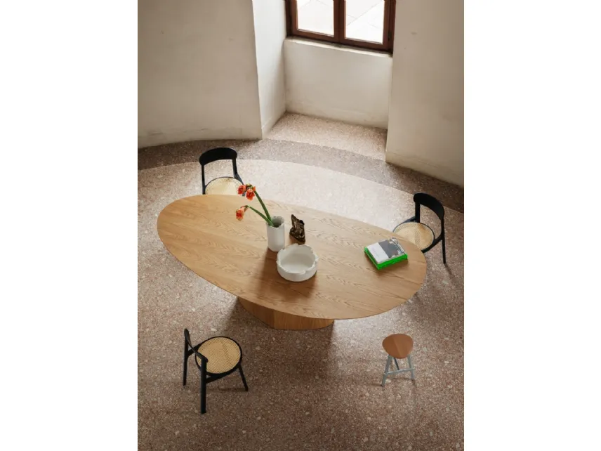 Tavolo di design Monoplauto in legno di Rovere fiammato di Miniforms