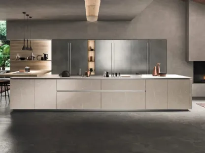 Cucina con isola e penisola Time 03 in laminato HPL di Gentili Cucine